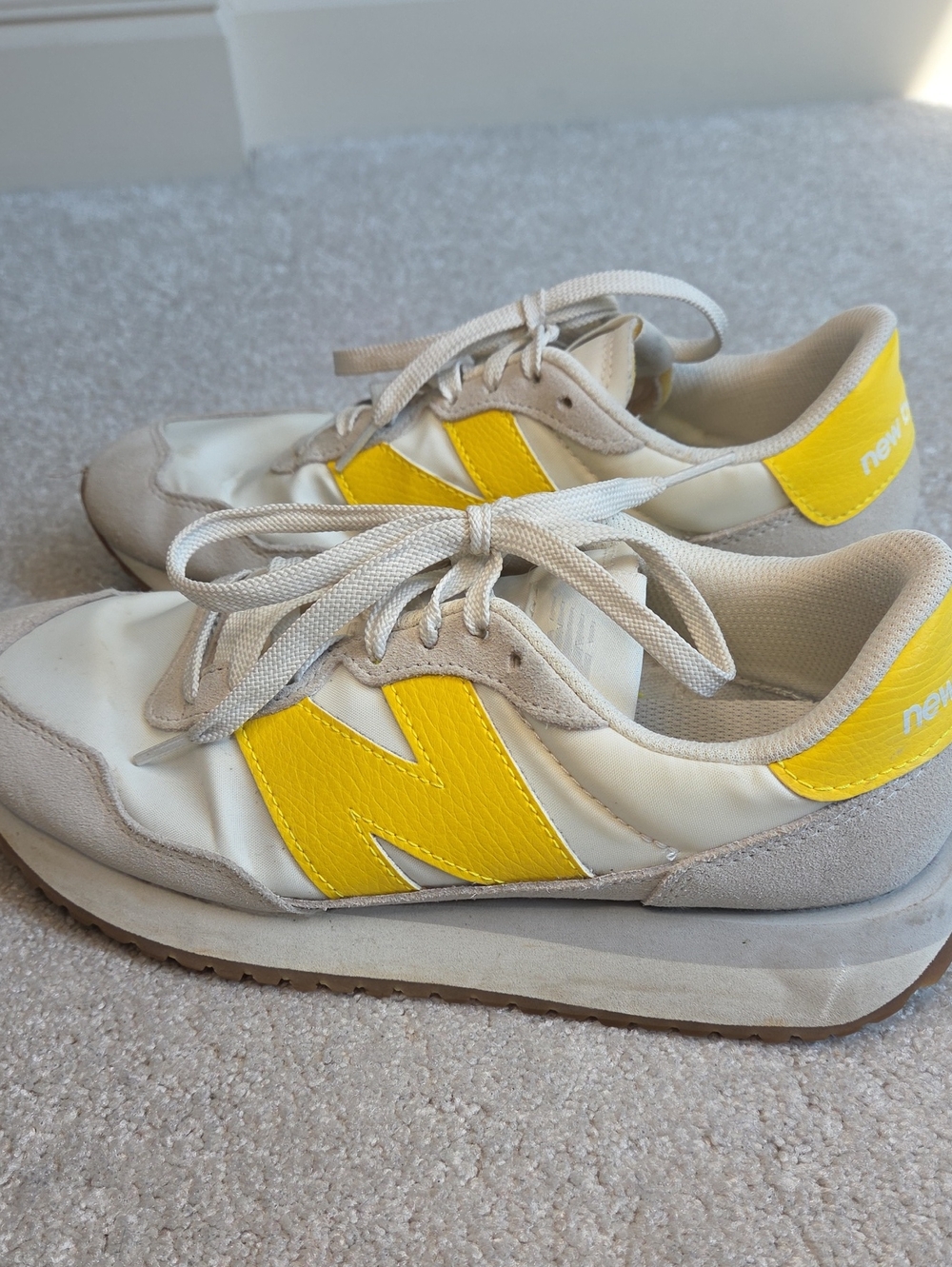 New Balance, Yellow And White Sneakers, Womens Size 9.5